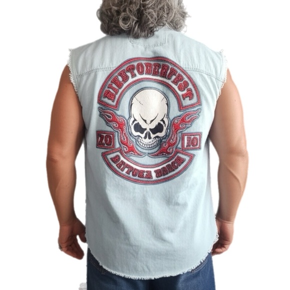 BIKERSEDGE 2010 OCTOBERFEST BIKEWEEK SLEEVELESS BUTTON-DOWN in XXL Vintage - Picture 3 of 16